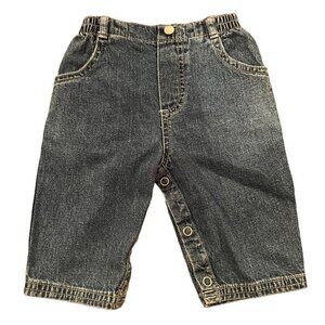 Cherokee Baby Blue Jeans 6M Denim 4-Pocket with Elastic Waist and Snap Legs